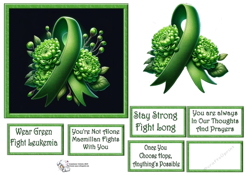 Leukemia Green Ribbon & Flowers