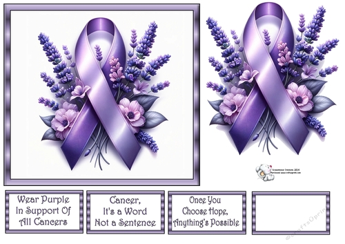 Purple (all Cancers) Ribbon and Flowers