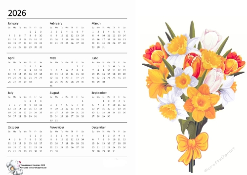 2026 Calendar Daffs and Tulips