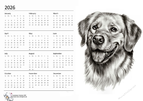 2026 calendar Happy Dog