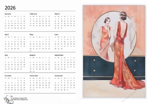 2026 calendar Lady looking in mirror