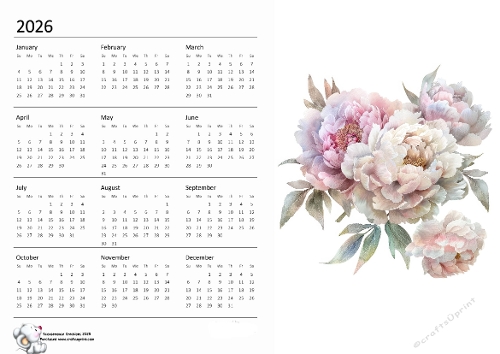 2026 calendar Peonies 5