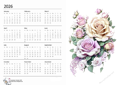 2026 calendar Roses 1