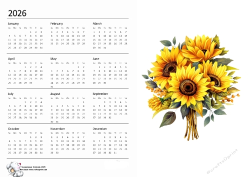 2026 calendar Sunflower 3