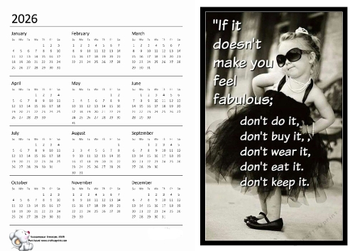 2026 calendar Sassy Little Lassie