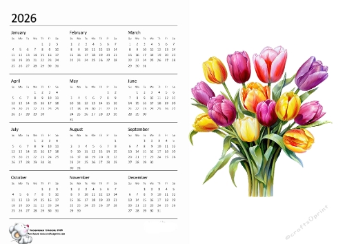 2026 calendar Tulip 1