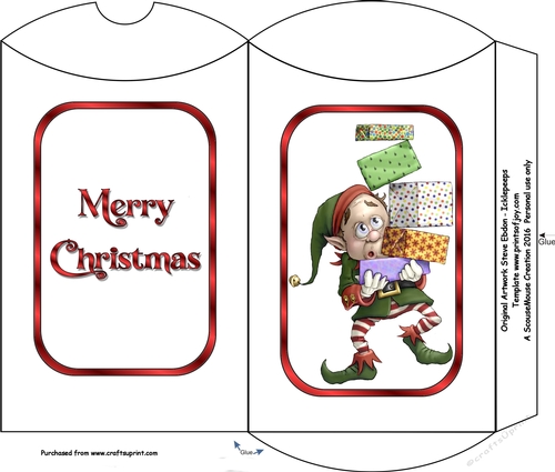 Present  Elf  Merry Christmas Ink saver Pillow Box