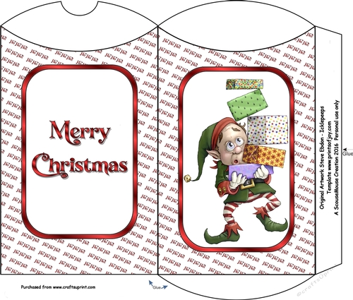 Present Elf  ho ho ho Merry Christmas Pillow Box