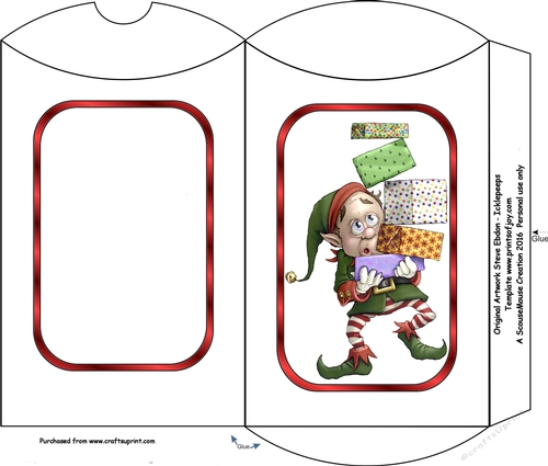 Present Elf Blank ink saver Pillow Box