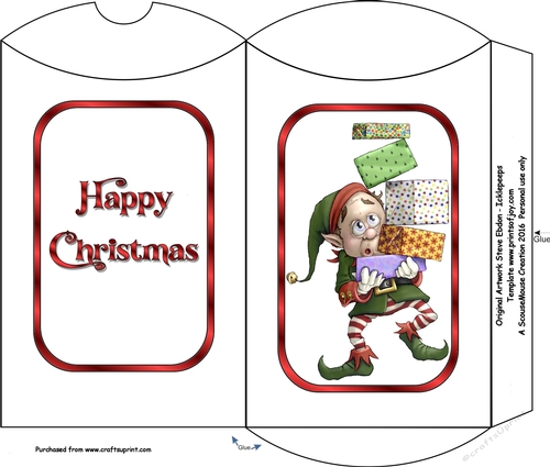 Present Elf Happy Christmas ink saver Pillow Box