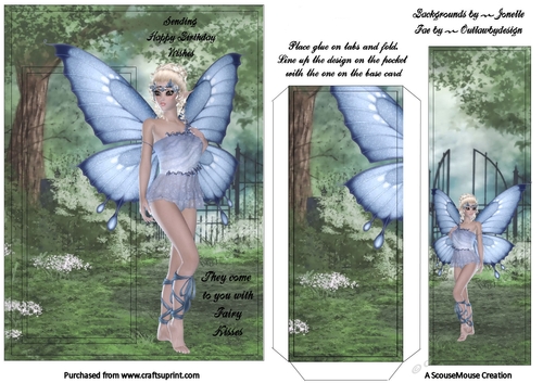 Blue fairy Pocket Bookmark with Greetings 1