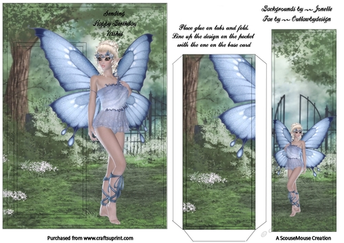 Blue fairy Pocket Bookmark with Greetings 2