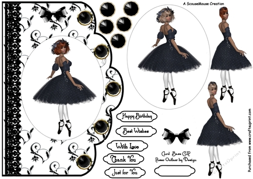 Scalloped Card front Ballerina 1