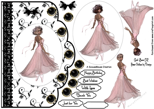 Scalloped Card front Ballerina 2
