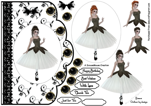 Scalloped Card front Ballerina 3