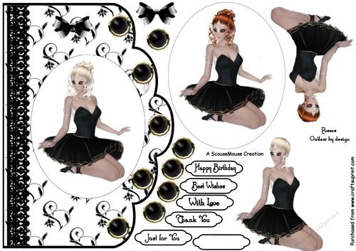 Scalloped Card front Ballerina 4