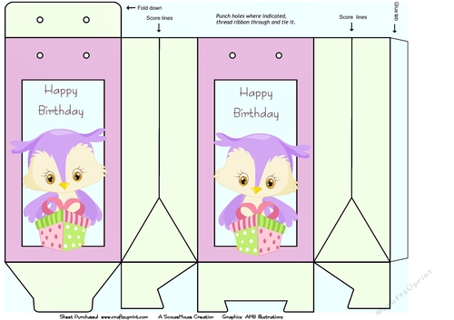 Present Owl Pinch Bag Happy Birthday