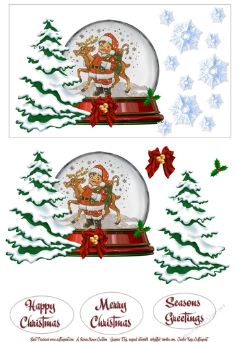 Little Santa and Reindeer Snowglobe