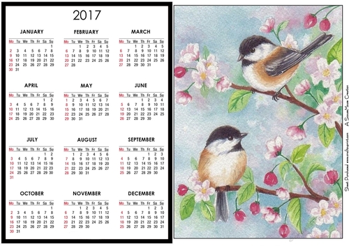 Cherry Blossom Birds Calendar