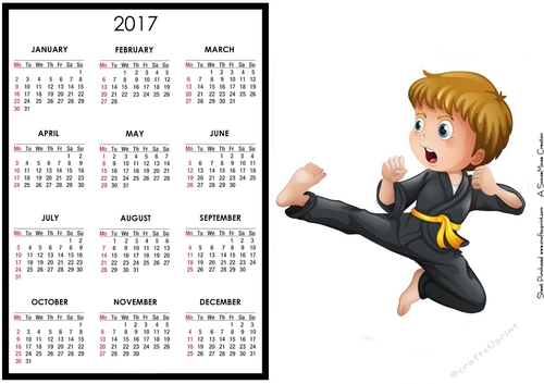 Martial Arts Kid Calendar