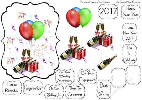 Celebration Champagne and Balloon  Sheet