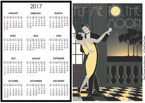 Art Deco Fly me to the moon Calendar