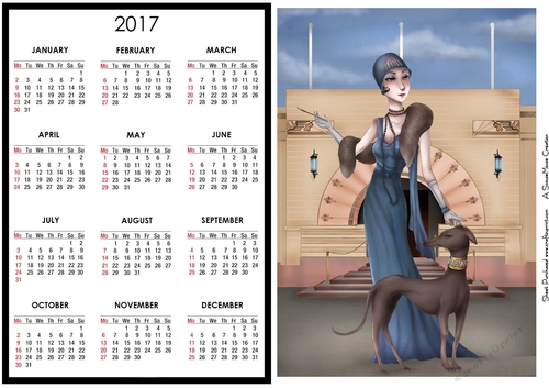  Art Deco Lady & Dog Calendar