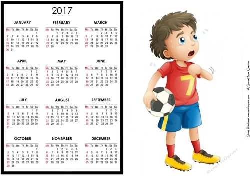 Football Boy Holding Ball Calendar