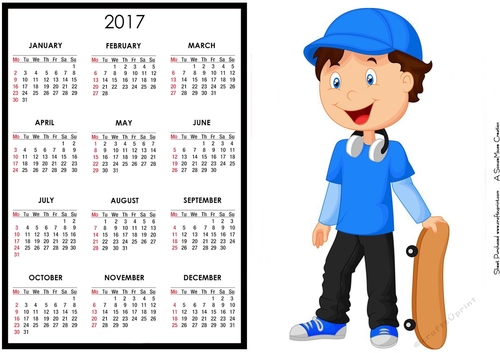  Skateboard kid Calendar