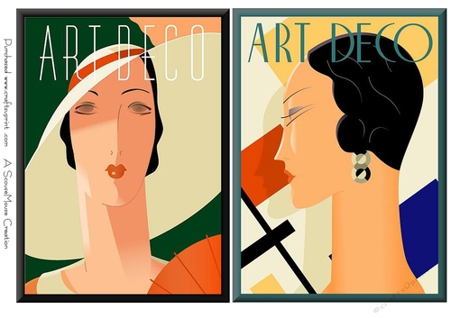 Art Deco Ladies Toppers