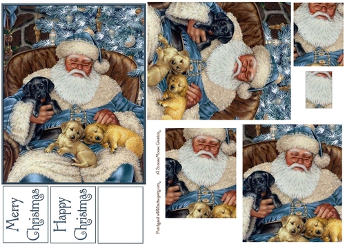 Blue Santa with Puppies Pyramid