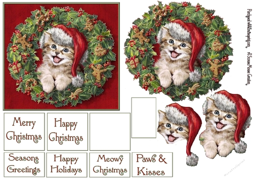 Roar kitty in Wreath Decoupage