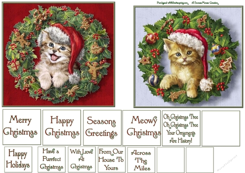 Roar kitty in Wreath and Cute Kitty in Wreath Toppers