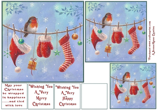 Robin on Christmas Washing line Topper set