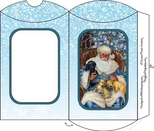 Blue Santa with Puppies Pillow Box