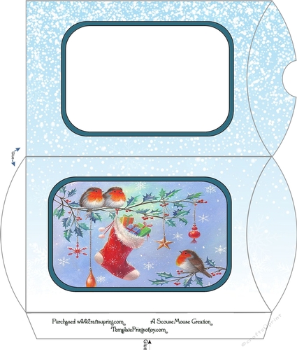 Robins on holly  Pillow Box
