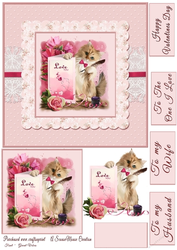 Valentine  Love You card Kitty  Quick card