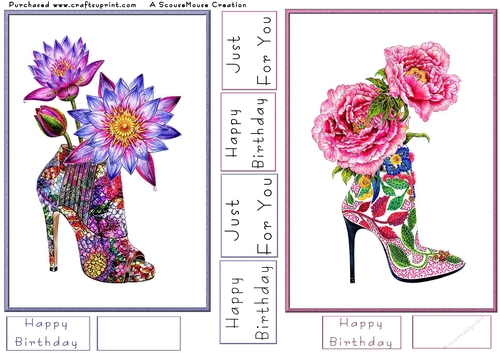 Purple Floral Shoe and Pink Floral Shoe Toppers