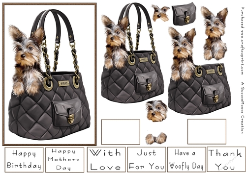  Yorkie in a bag Decoupage