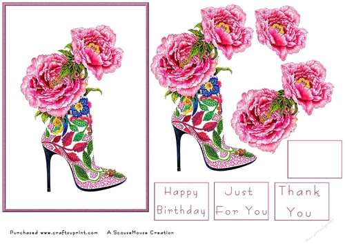 Pink Floral Shoe Decoupage