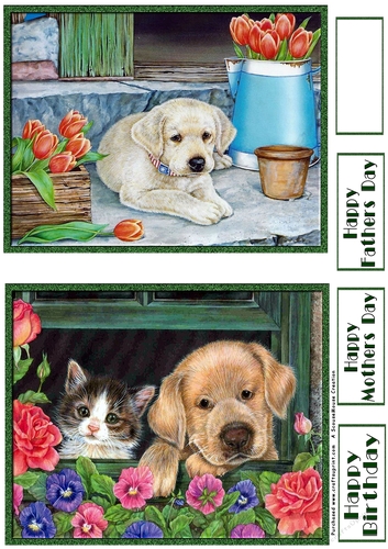 Cute Pups and Flowers Toppers