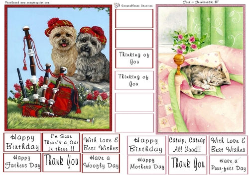 Dogs & Bagpipes and sleepy Kitty Toppers