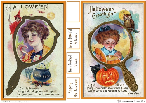 Vintage Halloween Mirror Toppers 1