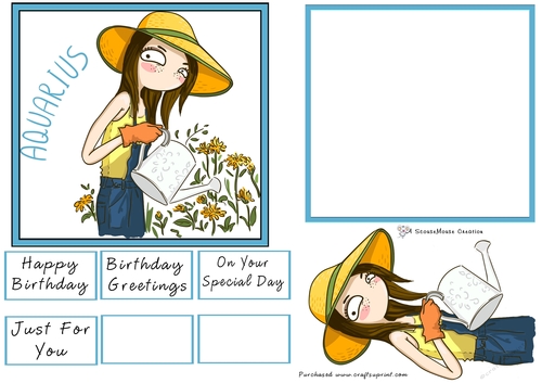 Zodiac Girl Aquarius Quick Card