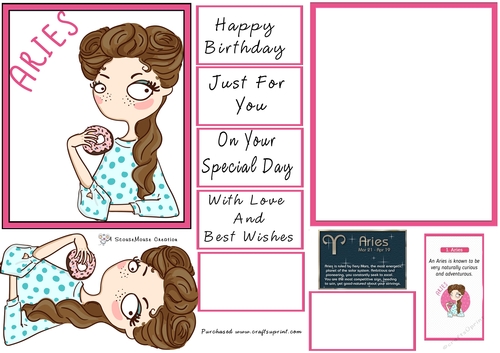 Zodiac Girl Aries Quick Card