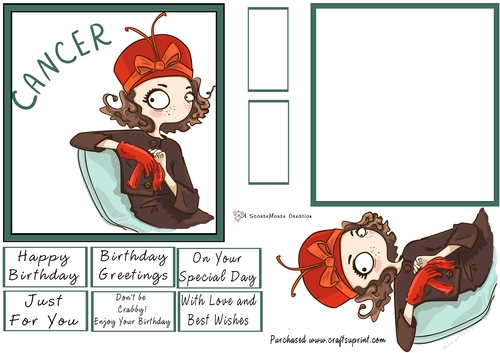 Zodiac Girl Cancer Quick Card