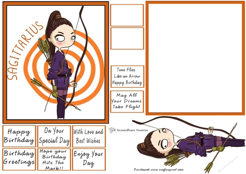 Zodiac Girl Sagittarius Quick Card