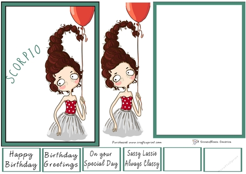 Zodiac Girl Scorpio Quick Card