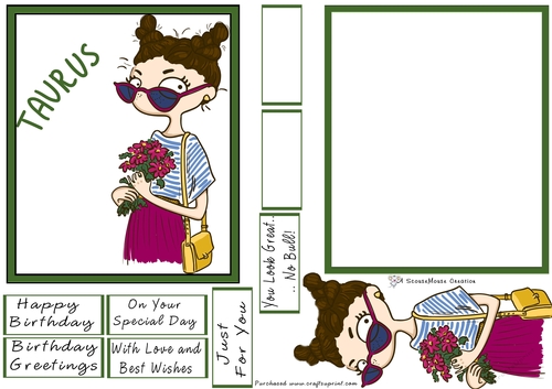 Zodiac Girl Taurus Quick Card