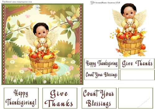 Thanksgiving Angel holding Cat with Basket